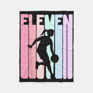 11th Birthday Retro Bysketbyll Player 11 Years Old Fleece Blanket