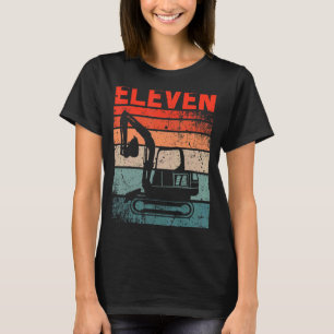 11th Birthday Retro Excavator Construction Vehicle T-Shirt