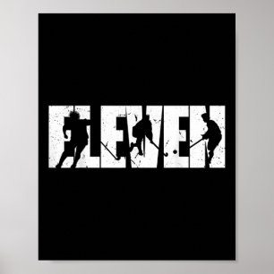 11th Birthday Retro Field Hockey 11 Years Old Boy Poster