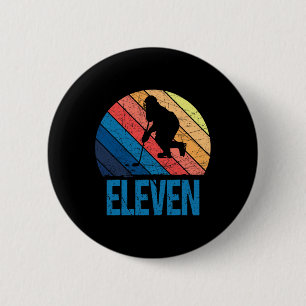 11th Birthday Retro Ice Hockey 11 Years Old Boy Gi 6 Cm Round Badge