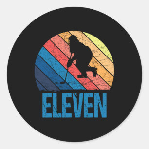 11th Birthday Retro Ice Hockey 11 Years Old Boy Gi Classic Round Sticker