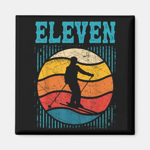 11th Birthday Retro Ski Skiing 11 Year Old Boys Gi Magnet