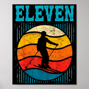 11th birthday retro ski skiing 11 year old boys poster