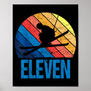 11th birthday retro ski skiing 11 year old boys poster
