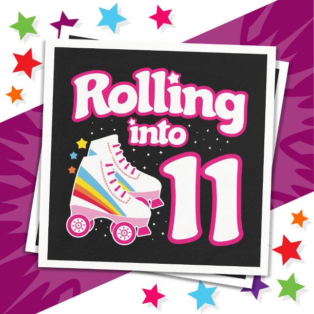 11th Birthday Roller Skating 11 Years Old Skate Napkin (Creator Uploaded)
