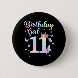 11th Birthday Shirt for Girls 11 Year Old 6 Cm Round Badge