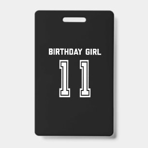11th Birthday Shirt Gift 11 Years Old Girl ID Badge