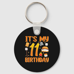 11th birthday s'more theme 11 year old party key ring