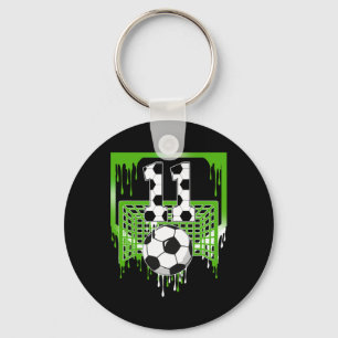 11th Birthday Soccer Ice Cream Drip 11 Year Old Pa Key Ring
