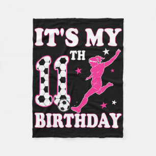 11th Birthday Soccer Themed 11 Year Old Girl Birth Fleece Blanket