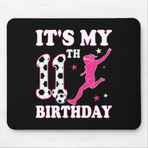 11th Birthday Soccer Themed 11 Year Old Girl Birth Mouse Pad