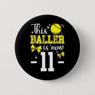 11th Birthday Softll Girl Eleven Year Old Softll P 6 Cm Round Badge