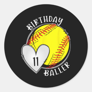 11th Birthday Softll Girl Eleven Year Old Softll P Classic Round Sticker