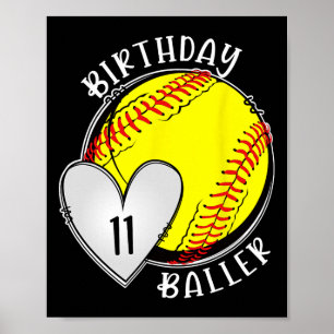 11th Birthday Softll Girl Eleven Year Old Softll P Poster