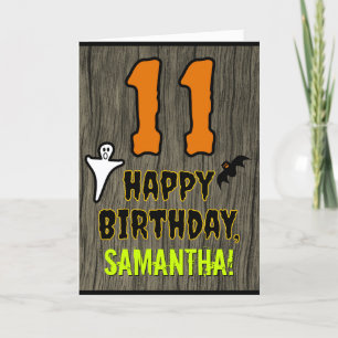 11th Birthday: Spooky Halloween Theme, Custom Name Card