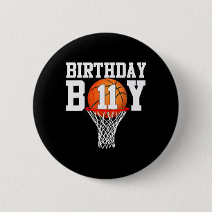11th Birthday Sport 11 Years Old Bysketbyll 11 Boy 6 Cm Round Badge