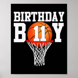 11th Birthday Sport 11 Years Old Bysketbyll 11 Boy Poster