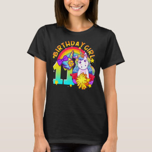 11th Birthday Unicorn Cheerleader Girl Rainbow 11 T-Shirt