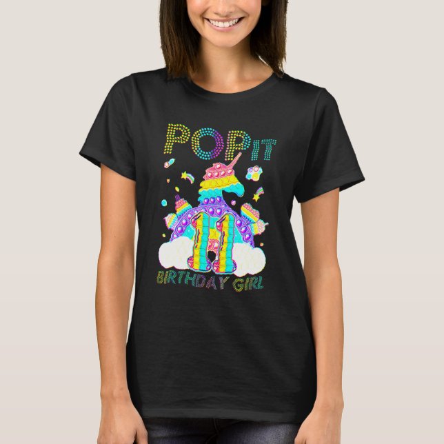 11th Birthday Unicorn Fidget Pop It Birthday Kid 1 T-Shirt (Front)