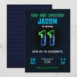 11th Boy Birthday Invitation