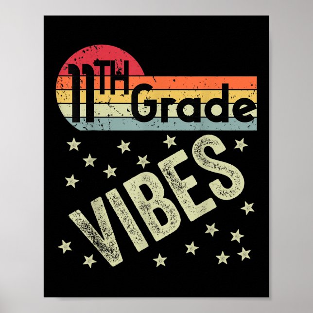 11th Grade Vibes Shirt Retro 80s Teacher Kids Back Poster (Front)