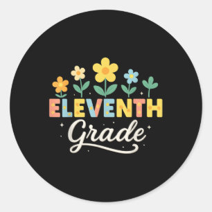 11th Grade Wildflower Floral Back To School Teache Classic Round Sticker
