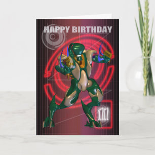 11th Happy Birthday with Robot warrior Card