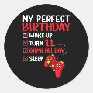 11th Perfect Birthday Gaming 11 Years Old Gamer Bo Classic Round Sticker