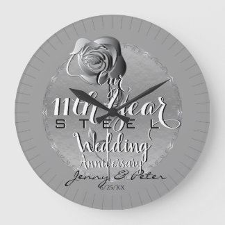 11th Steel Rose Anniversary Wall Clock