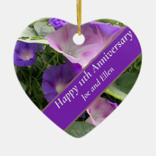 11th Wedding Anniversary,  Ceramic Ornament