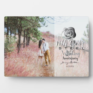 11th Wedding Anniversary Custom Photo Steel Rose Plaque
