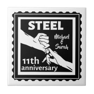 11th wedding anniversary holding hands ceramic tile