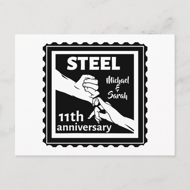 11th wedding anniversary holding hands postcard (Front)