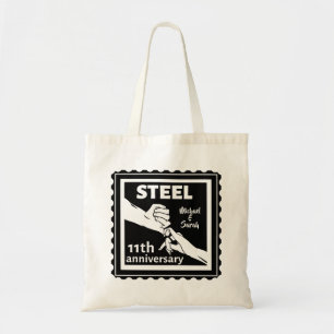 11th wedding anniversary holding hands tote bag