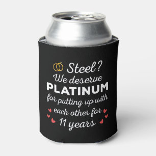 11th Wedding Anniversary I - Steel Funny Couple Can Cooler