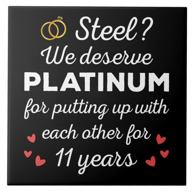 11th Wedding Anniversary I - Steel Funny Couple Ceramic Tile (Front)