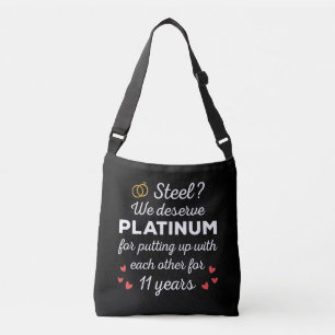 11th Wedding Anniversary I - Steel Funny Couple Crossbody Bag
