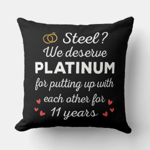 11th Wedding Anniversary I - Steel Funny Couple Cushion