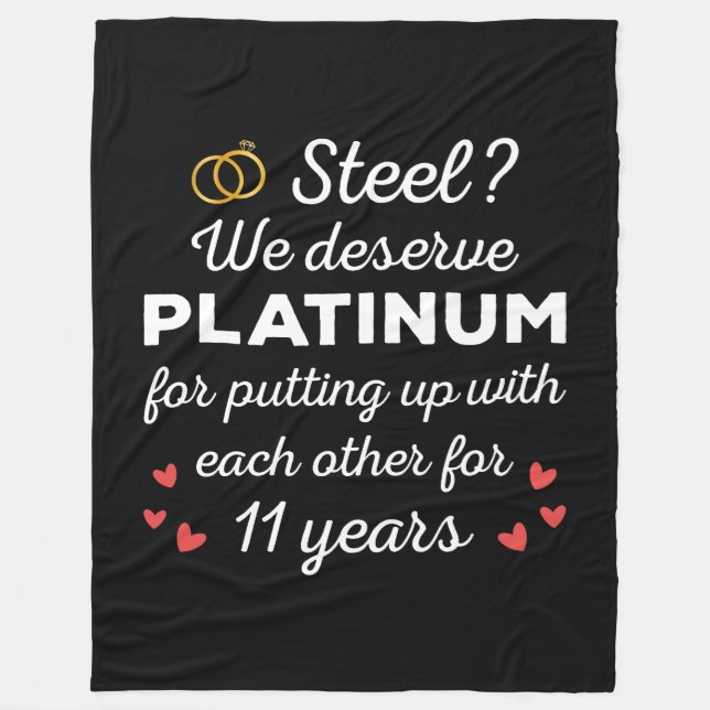 11th Wedding Anniversary I - Steel Funny Couple Fleece Blanket (Front)