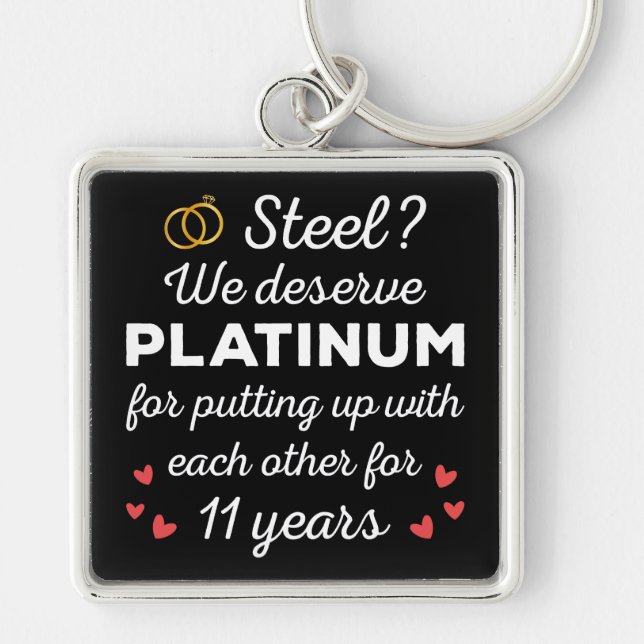 11th Wedding Anniversary I - Steel Funny Couple Key Ring (Front)