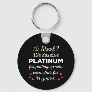 11th Wedding Anniversary I - Steel Funny Couple Key Ring