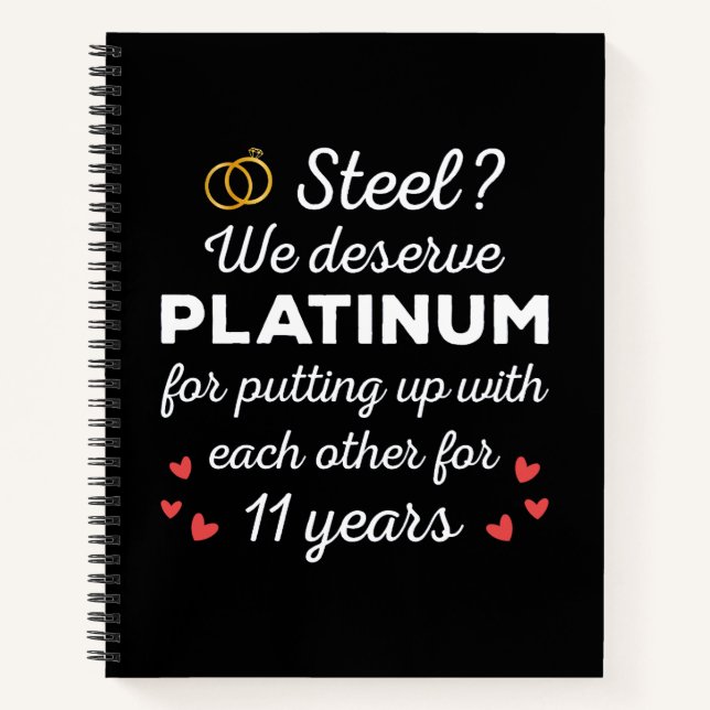 11th Wedding Anniversary I - Steel Funny Couple Notebook (Front)