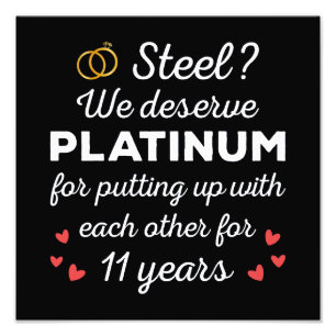 11th Wedding Anniversary I - Steel Funny Couple Photo Print