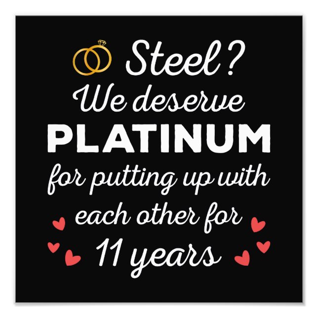 11th Wedding Anniversary I - Steel Funny Couple Photo Print (Front)
