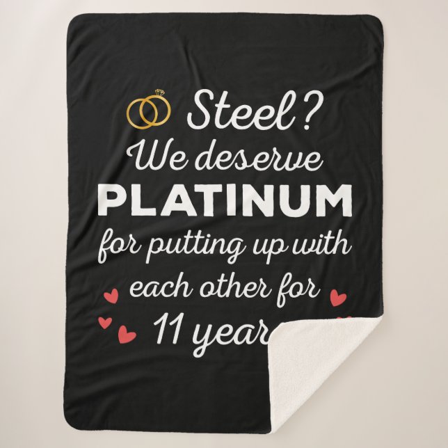 11th Wedding Anniversary I - Steel Funny Couple Sherpa Blanket (Front)