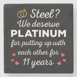11th Wedding Anniversary I - Steel Funny Couple Stone Coaster