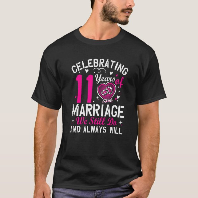 11th Wedding Anniversary Matching Couple Men Women T-Shirt (Front)