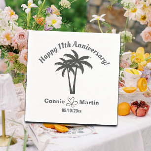 11th Wedding Anniversary Palm Trees Napkin