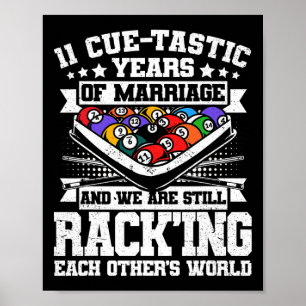 11th Wedding Anniversary Pool Billiards 11 Years M Poster