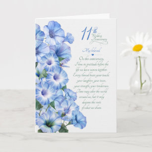 11th Wedding Anniversary Sentimental Morning Glory Card